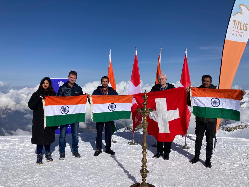 Celebrations of Azadi Ka Amrit Mahotsav and 75th anniversary of India-Switzerland bilateral relations at Mt. Titlis on 23 February 2023
