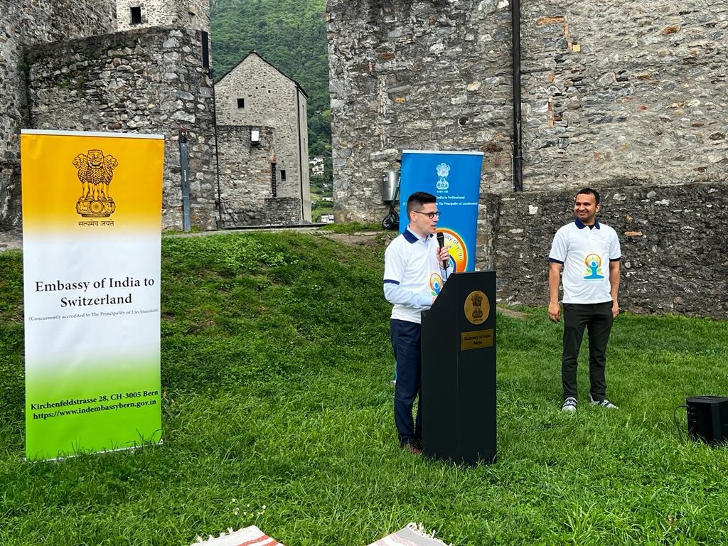 Launching the 09th International Day of Yoga (IDY) celebrations at Castelgrande, Bellinzona on 25 May 2023