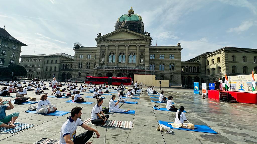 9th International Day of Yoga main event at Bundesplatz, Berne on 21 June 2023
