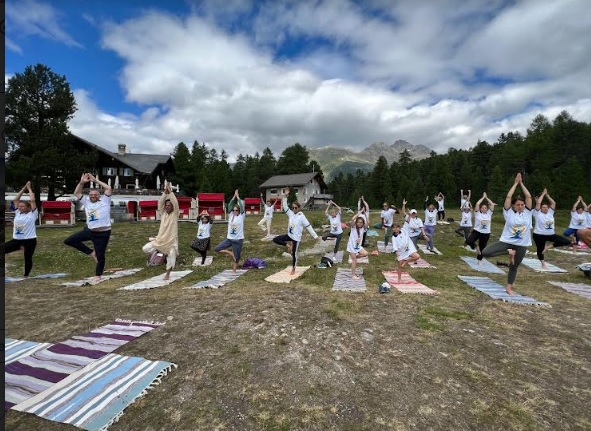 International Day of Yoga 2023 celebrations at St. Moritz, Switzerland on 28 June 2023