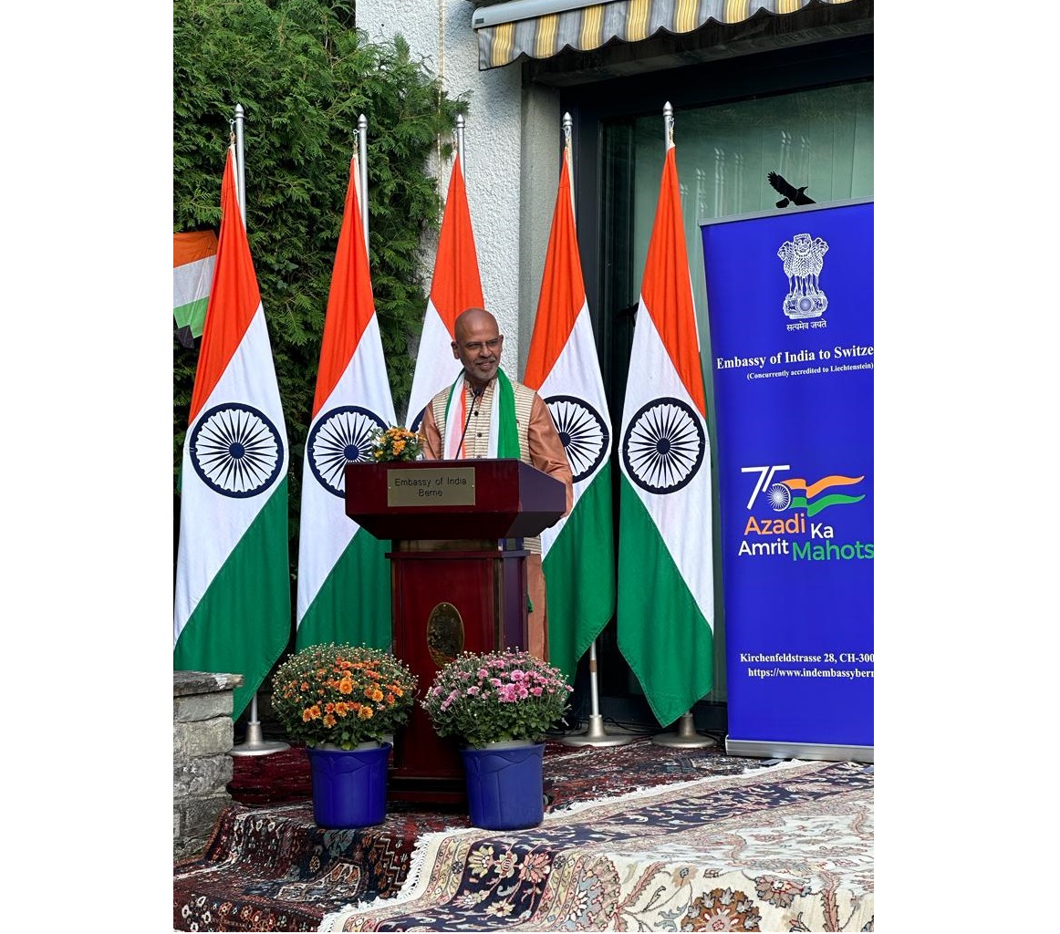 Reading-out Hon’ble President’s address to the nation by Ambassador Mridul Kumar on the occasion of 77th Independence Day on 15 August 2023