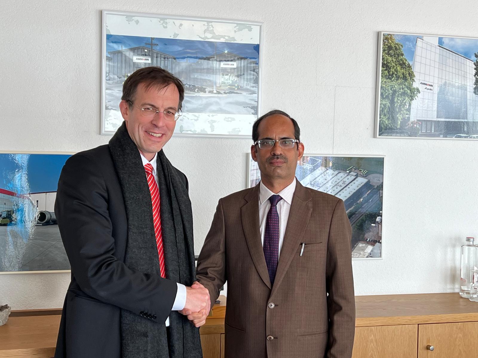 Ambassador Mridul Kumar met Mr. Hans-Christian Schneider, CEO of Ammann Group at the Company’s headquarters in Langenthal, Bern on 24 October 2024