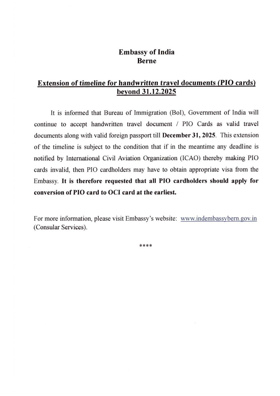 Important information regarding PIO Cards