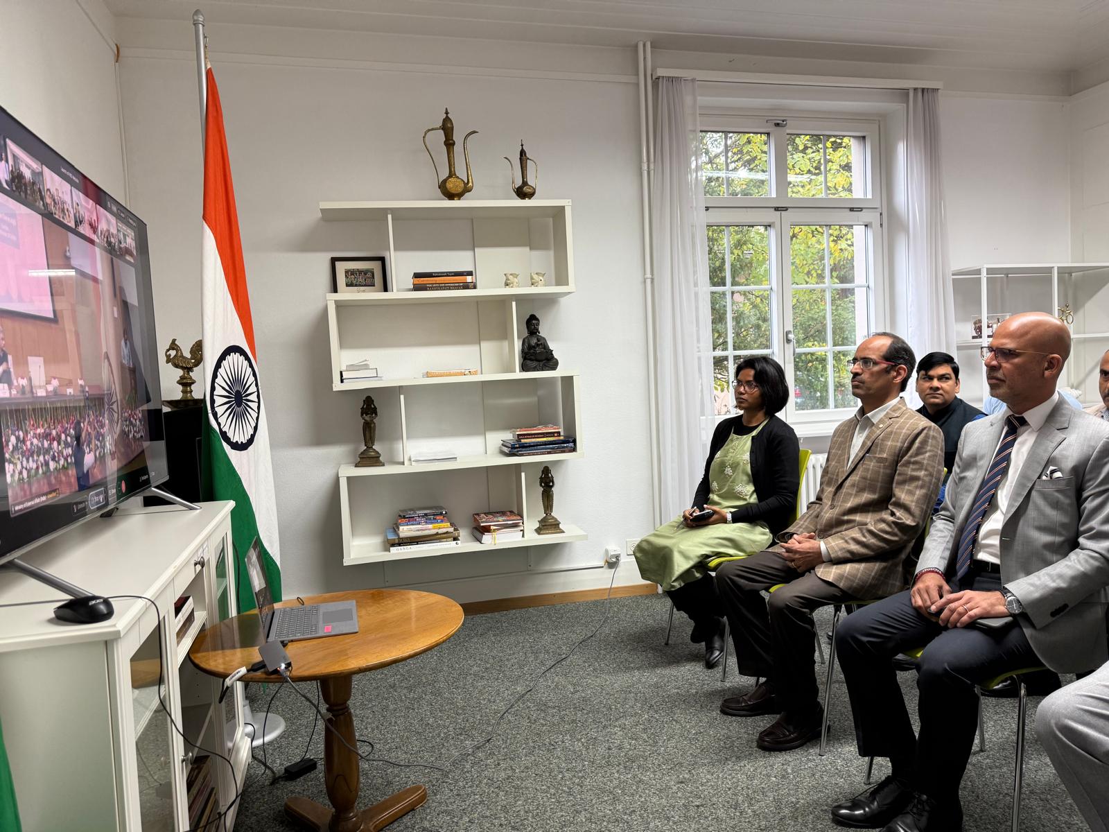 Embassy officials virtually joined the launching ceremony of the Pravasi Bharatiya Divas - 2025 website at Chancery on 12 November 2024