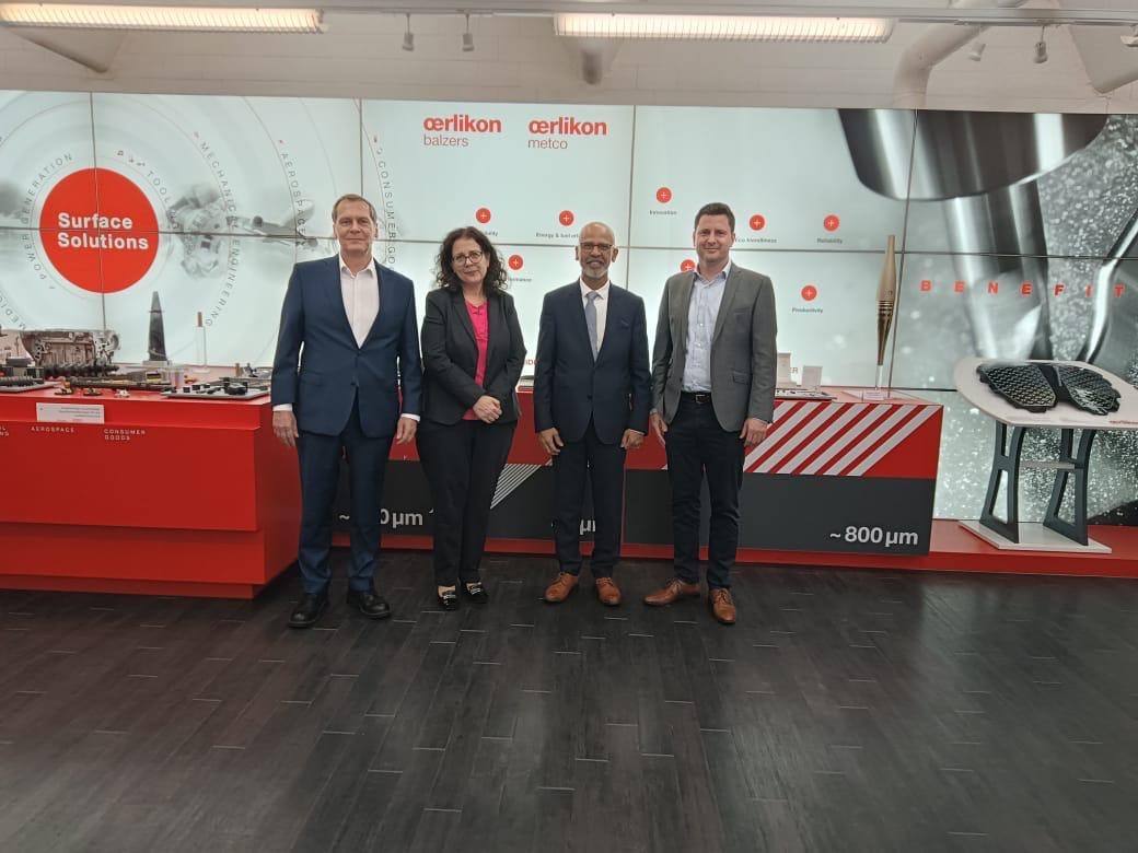Ambassador Mridul Kumar was hosted at the headquarters of Oerlikon Balzers in Liechtenstein by Mr. Simon Kopf, Country President and Mr. Werner Schädler, Managing Director, on 13 March 2025