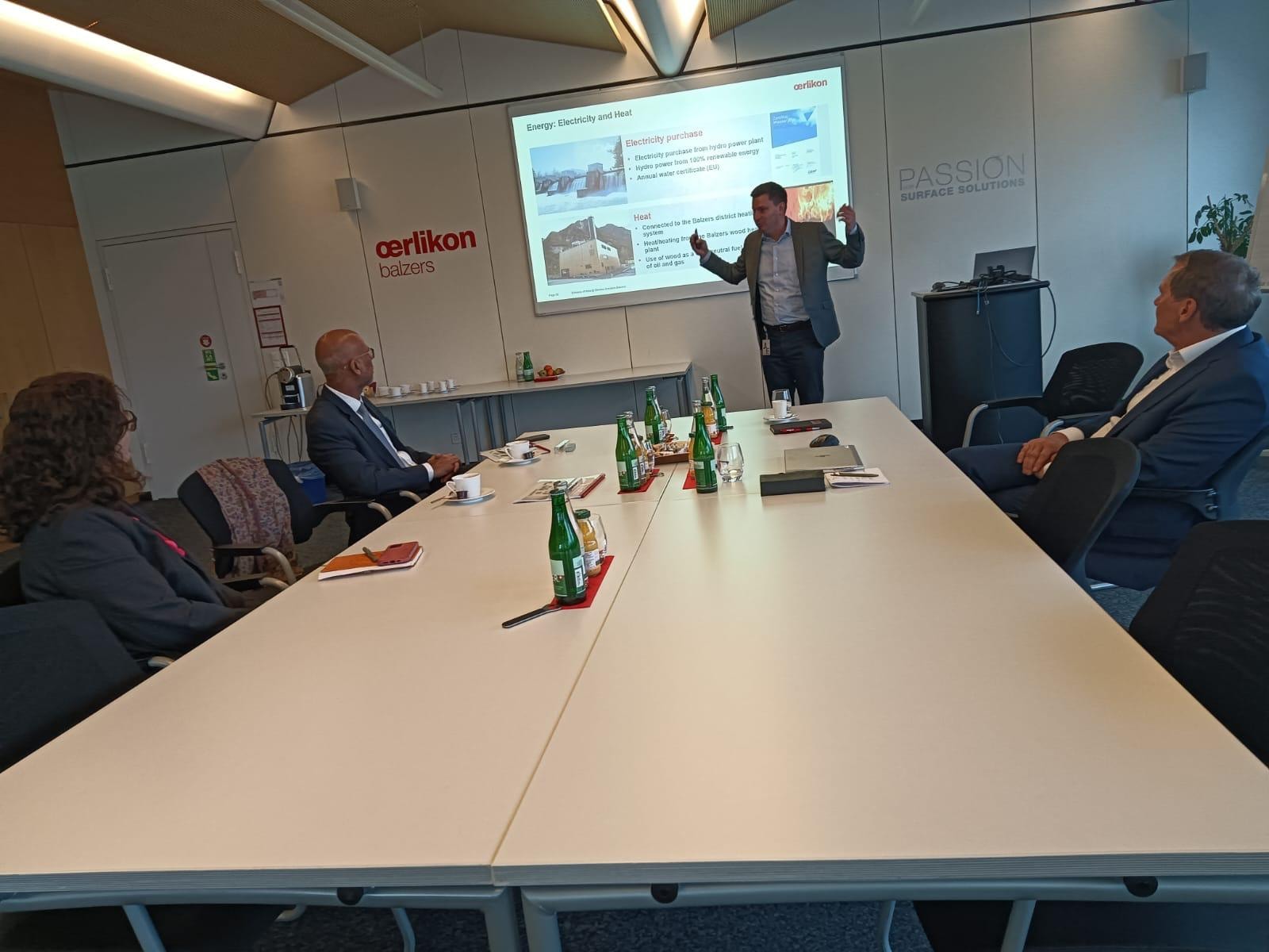 Ambassador Mridul Kumar was hosted at the headquarters of Oerlikon Balzers in Liechtenstein by Mr. Simon Kopf, Country President and Mr. Werner Schädler, Managing Director, on 13 March 2025