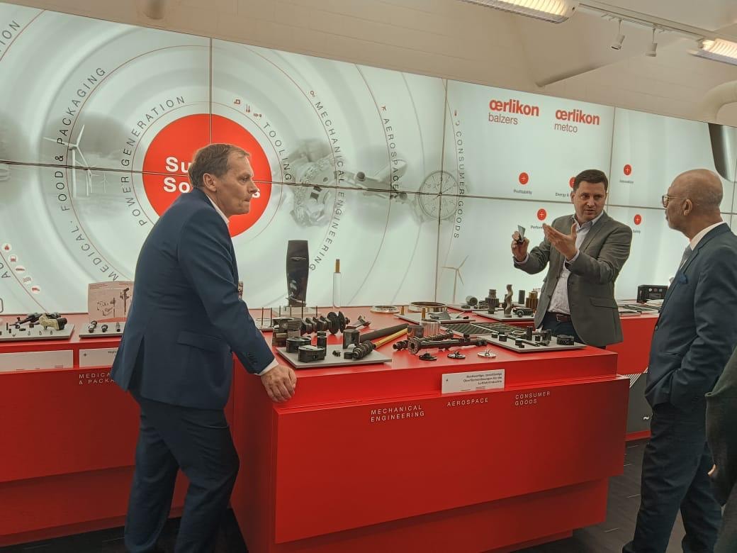 Ambassador Mridul Kumar was hosted at the headquarters of Oerlikon Balzers in Liechtenstein by Mr. Simon Kopf, Country President and Mr. Werner Schädler, Managing Director, on 13 March 2025