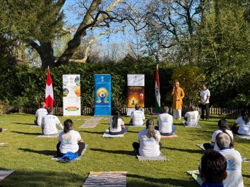 Special Yoga session marking 75 Days for International Day of Yoga 2025 at India House on 07 April 2025