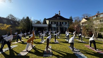 Special Yoga session marking 75 Days for International Day of Yoga 2025 at India House on 07 April 2025