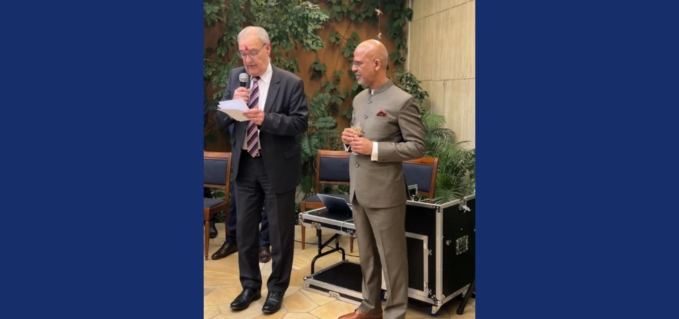 Ambassador Mridul Kumar hosted Swiss, Liechtenstein and Norwegian senior government officials including Federal Councillor, H.E. Mr. Guy Parmelin to celebrate the signing of India - EFTA TEPA at India House, Berne, Switzerland