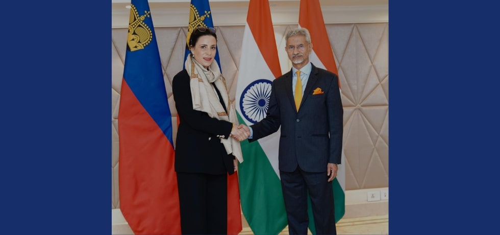 Hon’ble External Affairs Minister, Dr. S. Jaishankar meeting with FM Dominique Hasler of Liechtenstein on the sidelines of Raisina Dialogue, New Delhi