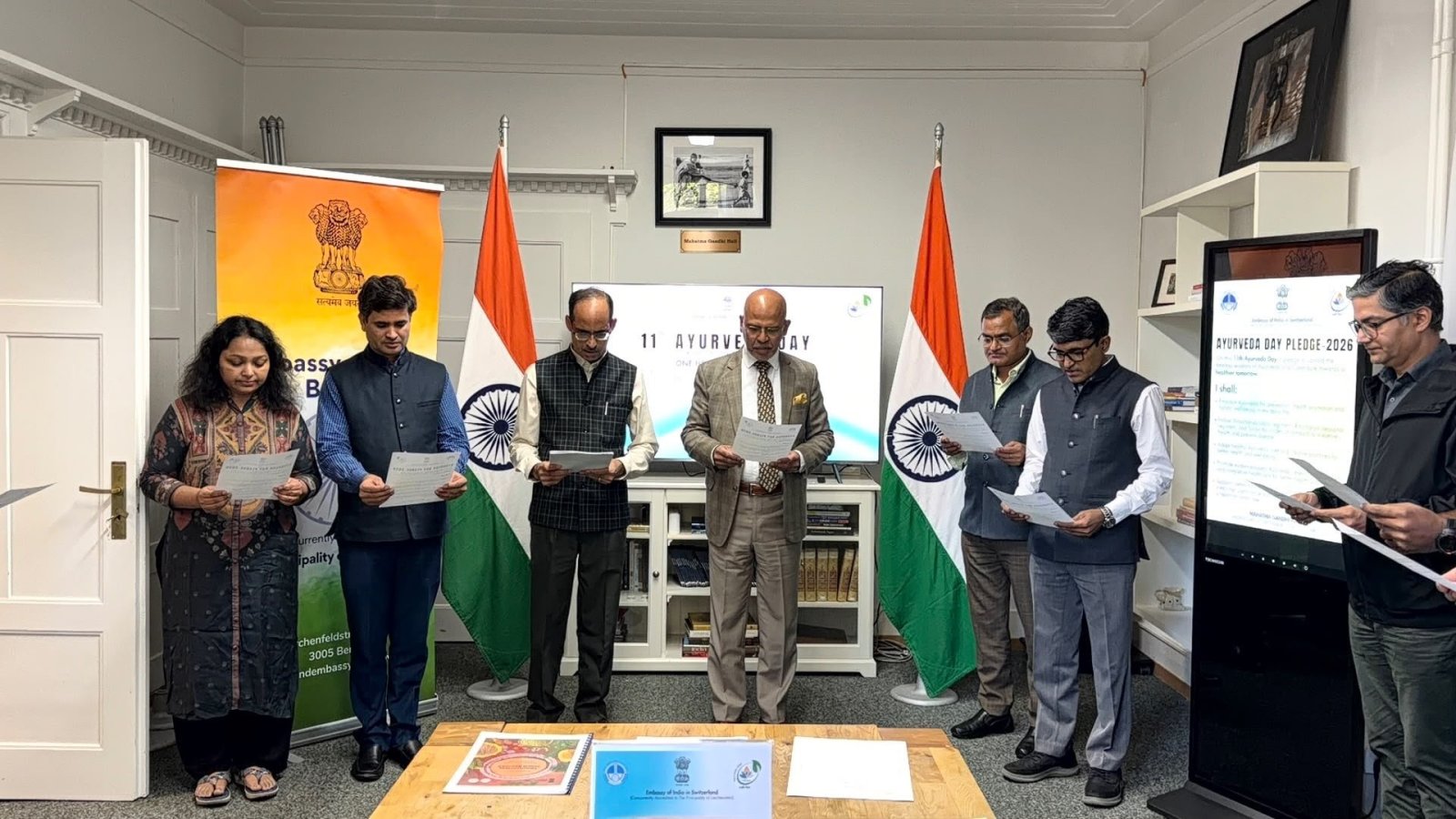 Ambassador administered the Ayurveda Day Pledge 2026 on 11th Ayurveda Day at the Chancery on 23.09.2026