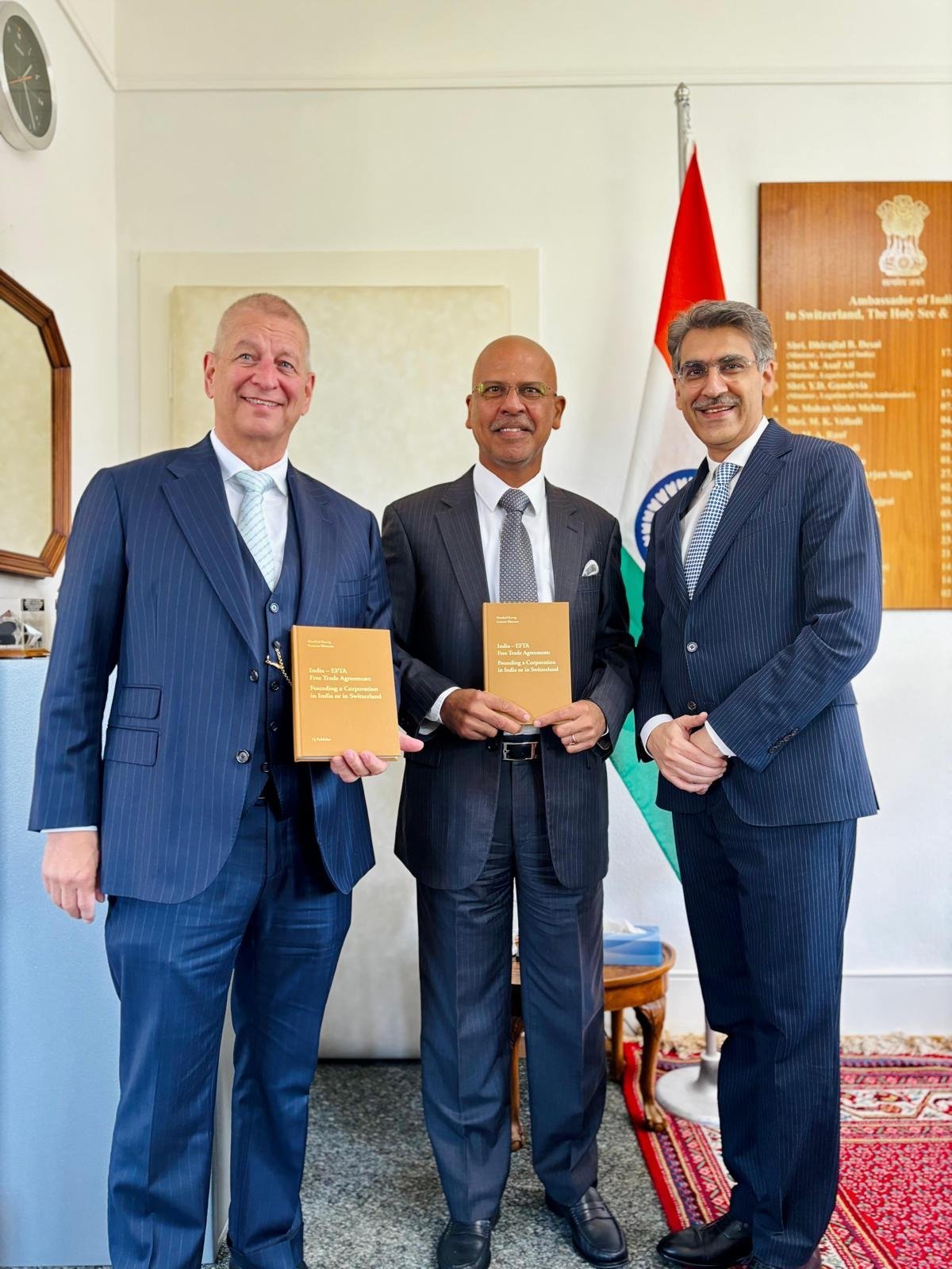 Ambassador received Mr. Gautam Khurana, Advocate & Managing  Partner, India Law Offices LLP and leading Swiss corporate lawyer Mr. Manfred Kueng at the Chancery on 16.09.2026