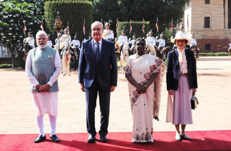 Swiss President  Guy Parmelin was accorded a ceremonial reception at the Forecourt of Rashtrapati Bhawan on his State visit to India