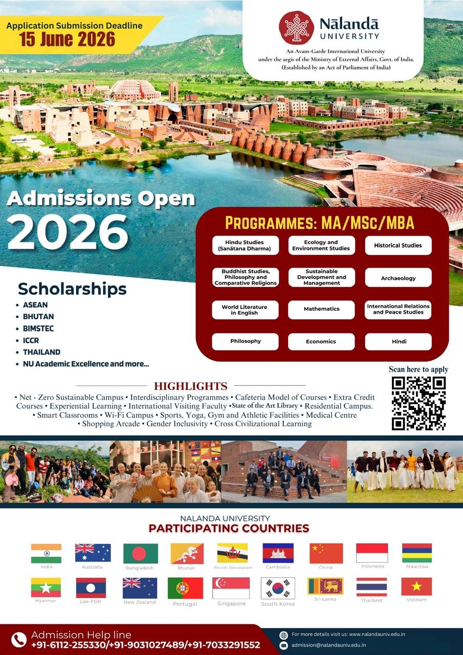 Admissions Open at Nalanda University for Academic Year 2026–27