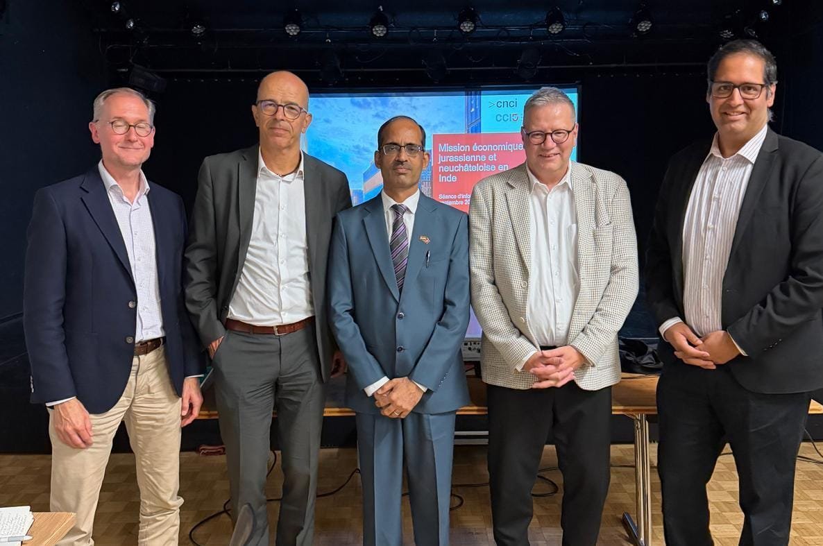 Min.(Com), Mr. Anoop Dhingra, Embassy of India, Berne, had an engagement with business leaders & representatives of the Jura & Neuchâtel Chambers of Commerce & S-GE, on 10.09.2026