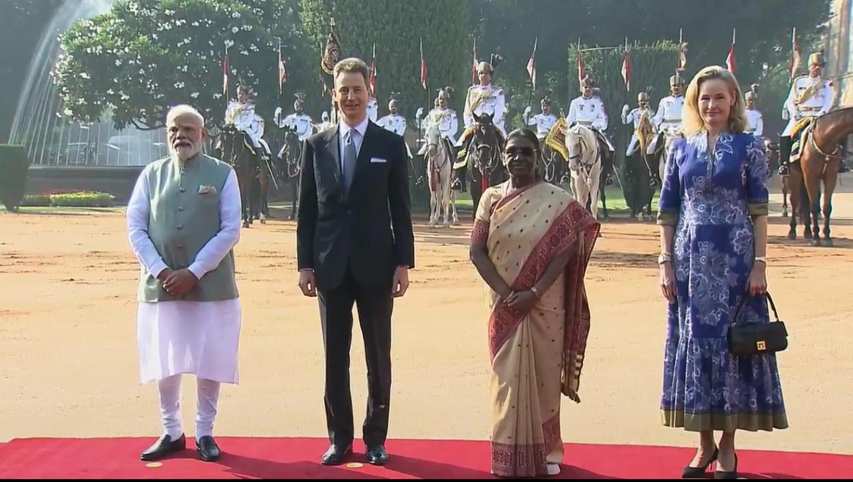 Ceremonial welcome of H.S.H. Hereditary Prince Alois of Liechtenstein at Rashtrapati Bhavan