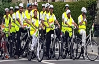 Celebrating Mahatma in Switzerland on World Cycling Day in Berne on June 3rd  2019