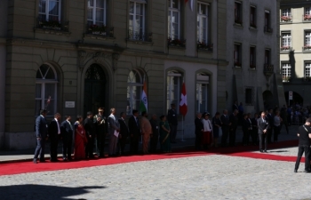  State Visit of Hon'ble President of India to Switzerland, September 11-15, 2019 : Photographs (1/2) of Ceremonial Welcome of the Hon'ble President at Munsterplatz on September 13, 2019.