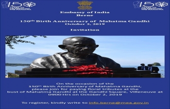 Celebrating Mahatma Gandhi in Villeneuve on October 2, 2019.
