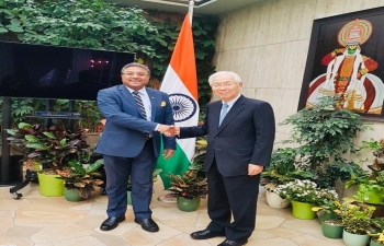 Amb Sibi George welcomed the new Japanese Ambassador to Switzerland HE Mr Kojiro Shiraishi at India House in Bern on Oct 25