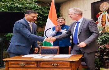 India - Switzerland Consular Dialogue at Bern on Nov 11. Indian delegation led by Joint Secretary (CPV) Dr Adarsh Swaika and Swiss delegation led by Mr. Karl Lorenz , Head, International Cooperation Directorate, State Secretariat for Migration with Amb Sibi George