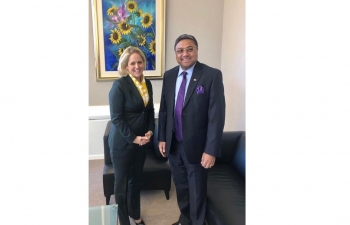 Amb Sibi George with HE Dr Katrin Eggenberger, Minister of Foreign Affairs, Justice & Culture of The Principality of Liechtenstein on Jan 16