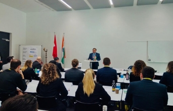 Ambassador Sibi George at the University of Applied Sciences (FHNW), Olten, Switzerland on Feb 10.