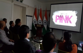 SCREENING OF HINDI MOVIE - PINK: Indian Cultural Network (ICN) of the Embassy organized screening of Hindi blockbuster movie 'Pink' at the Embassy of India premises in Berne on Feb 28.