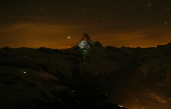 Indian Tricolour on Matternhorn, Zermatt, Switzerland to express Solidarity to all Indians in the fight against COVID 19
