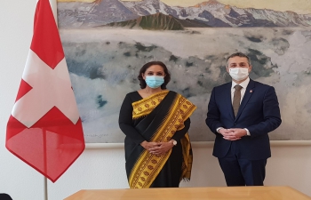 Ambassador Monika Kapil Mohta called on Federal Councillor H.E. Dr. Ignazio Cassis , Head, Federal Department of Foreign Affairs (Foreign Minister) of Switzerland on March 18 in Berne