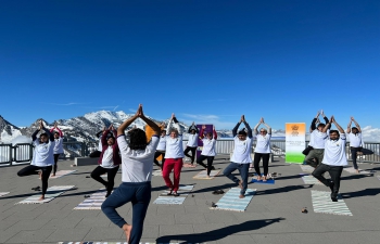  Celebration of 8th International Day of Yoga at Schilthorn, Switzerland on 06 June 2022