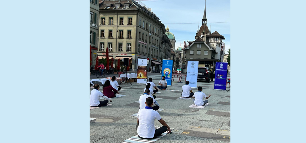 Curtain raiser event launching celebration of 8th International Day of Yoga in Berne