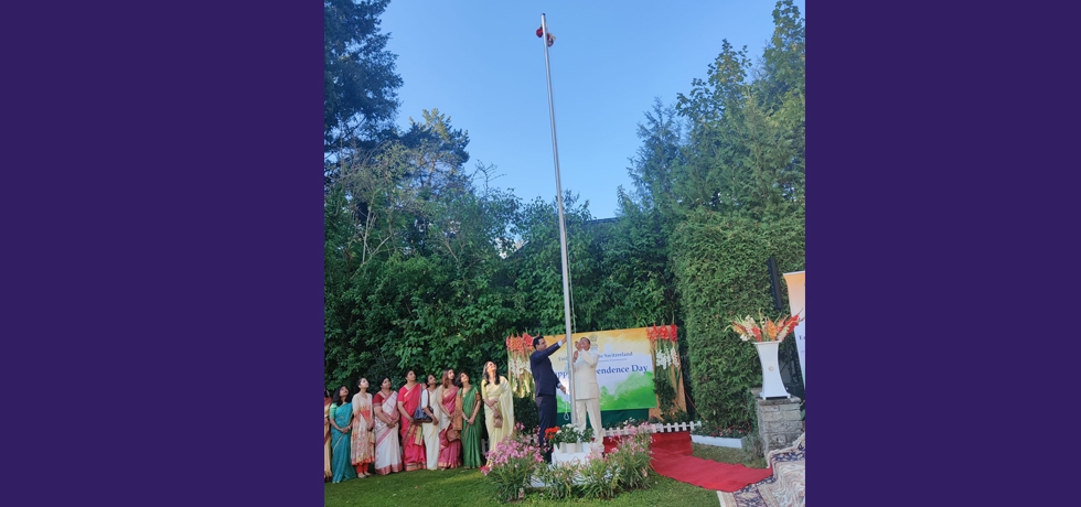 Ambassador Sanjay Bhattacharyya hoisting the National Flag on 15 Aug, 2022