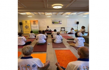 International Day of Yoga celebrations at Flaach, Switzerland on 02 July 2023