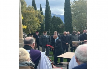 Ambassador Mridul Kumar paid homage to our brave Indian soldiers at the Remembrance Day Service at Vevey on 11 November 2023
