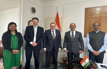 Ambassador Mridul Kumar met Mr. Martin Hirzel, President and Dr. Stephen Brupbacher, Director of Swissmem at Embassy of India, Berne on 07 March 2024