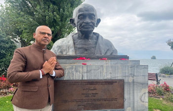 Floral Tributes to Mahatma Gandhi on 156th Gandhi Jayanti at Villeneuve, Switzerland