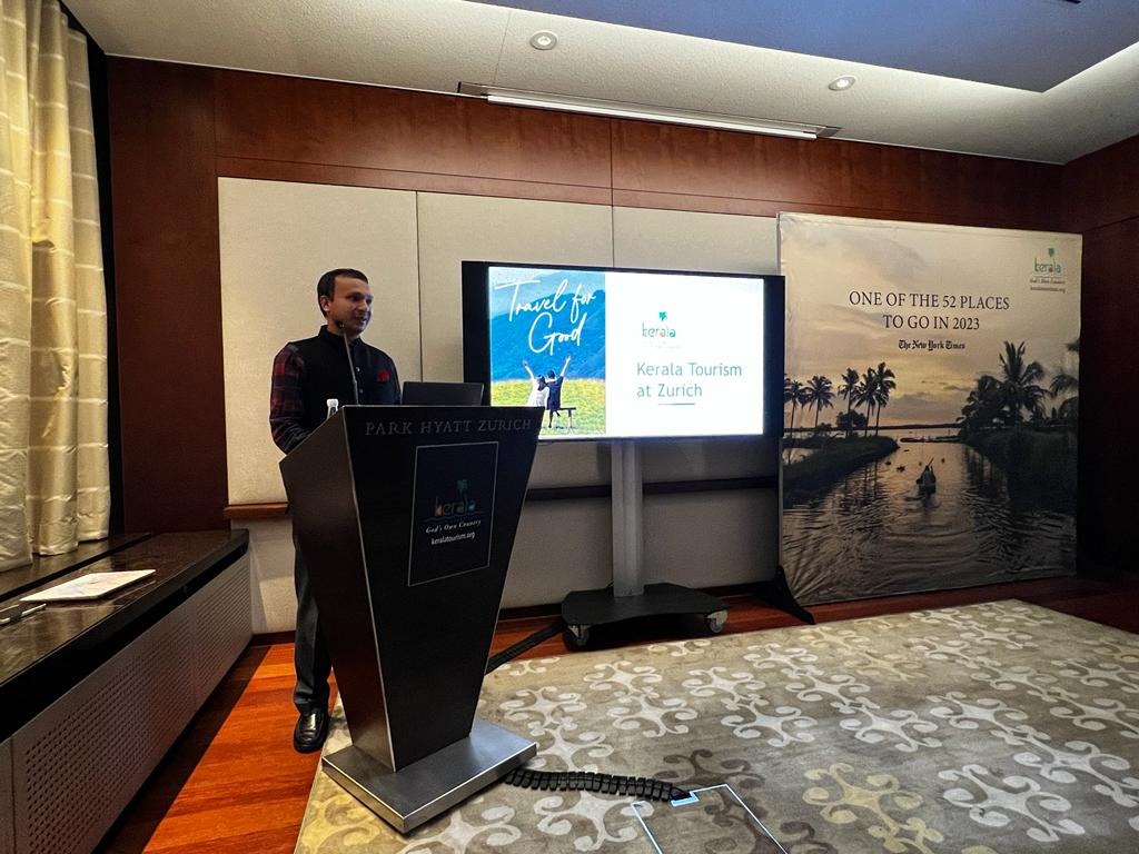 Cd'A Deepak Bansal addressed Kerala Tourism event at Park Hyatt Zurich on 15th Feb 2023