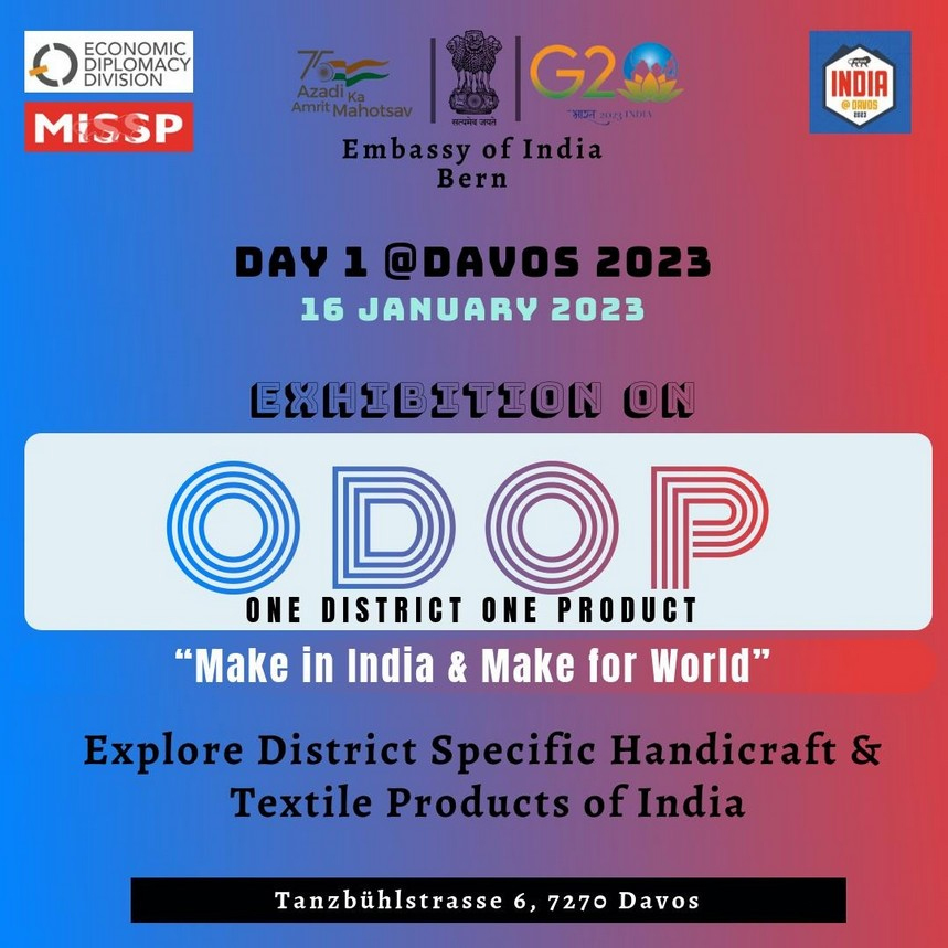 Embassy of India, Berne Lounges & Exhibitions at World Economic Forum (WEF 2023) Davos (16-20 Jan 2023)