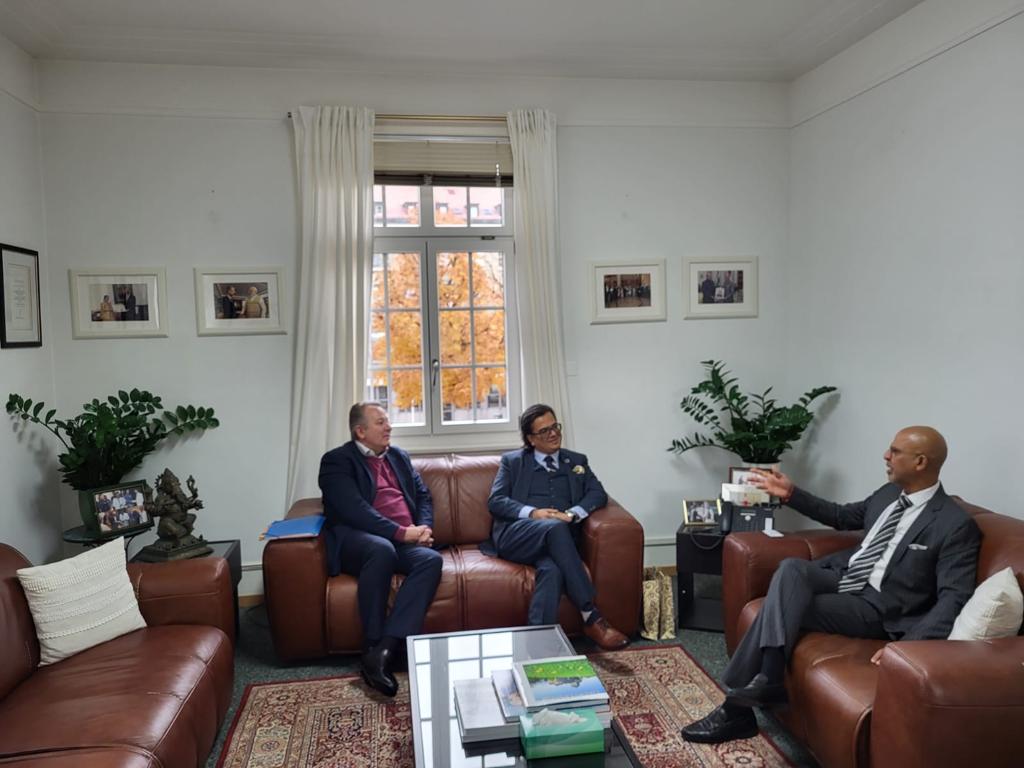 Ambassador Mridul Kumar met Prof. Aditya Singh, Chairman, Council Board, ESG Center of Excellence, Lugano, Switzerland and Prof. Marco Casanova,  Director, ESG on 22 November 2023